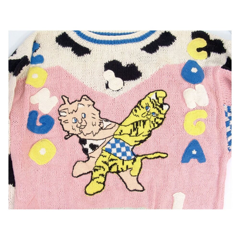 Rarest 1980s Sweater No! The Jeans Revolt by Claude Attias Ltd Edit Preppy Punk